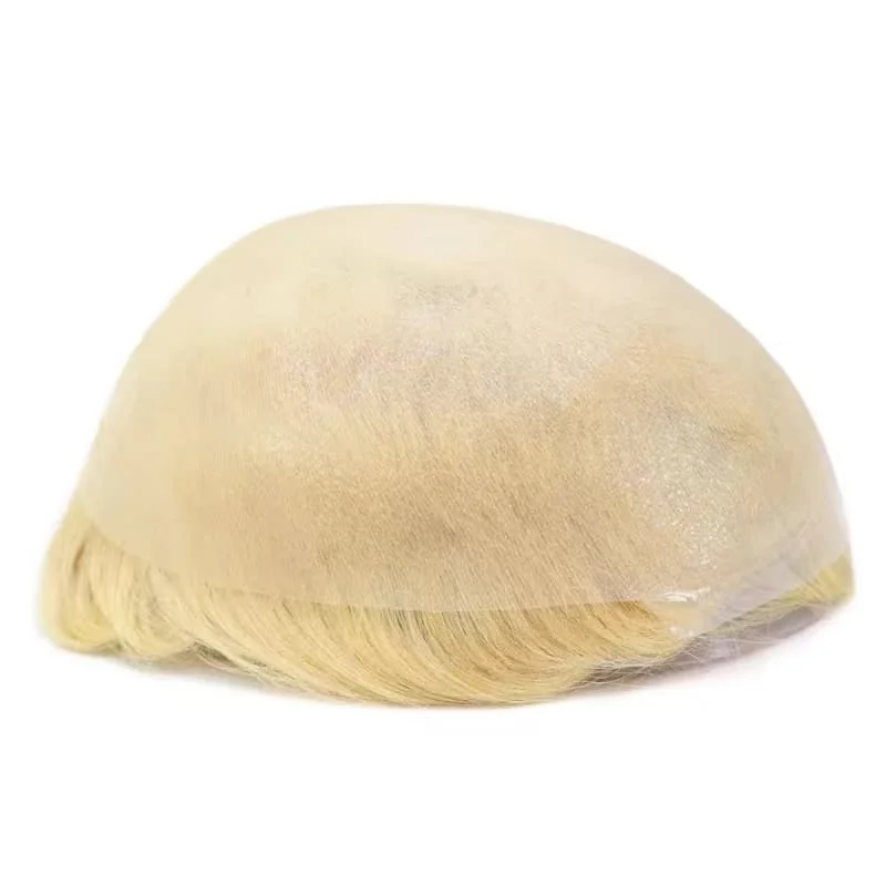 أخف بني أشقر # 613 # 22R # 20 أرخص الرجال الشعر المستعار سوبر دائم رقيقة الجلد الذكور شعر مستعار 100٪ أنظمة استبدال الشعر البشري الهندي