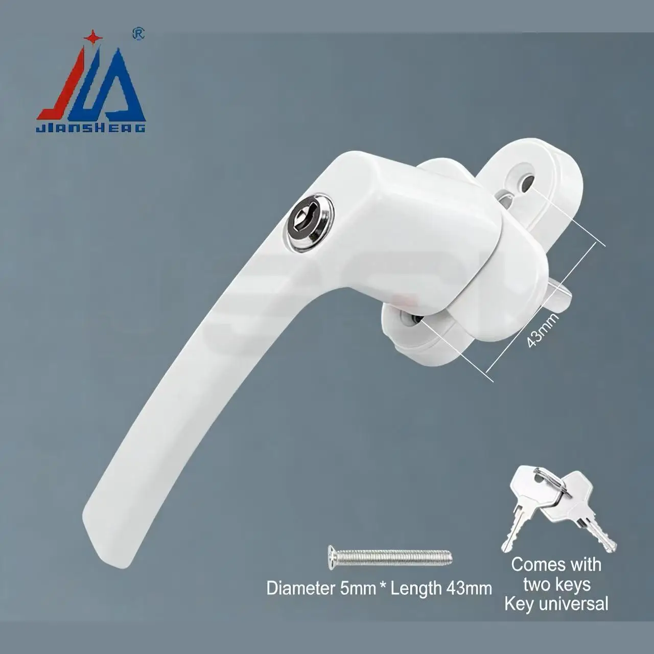 Lockable Aluminum Alloy Window Handle - Single-Side Lever Handle for UPVC/Aluminum Windows with 2 Keys, Heavy Duty Security