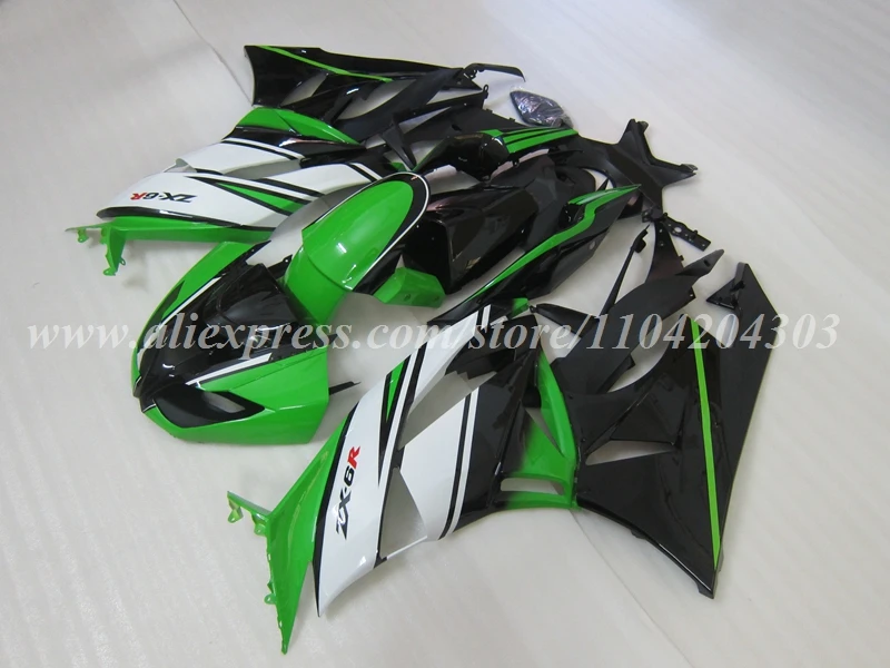 ABS 오토바이 페어링 키트, 가와사키 ZX-6R 636 2009 2010 2011 2012 09 10 11 12 차체 세트에 적합, 블랙 그린, 4 가지 선물, 신제품