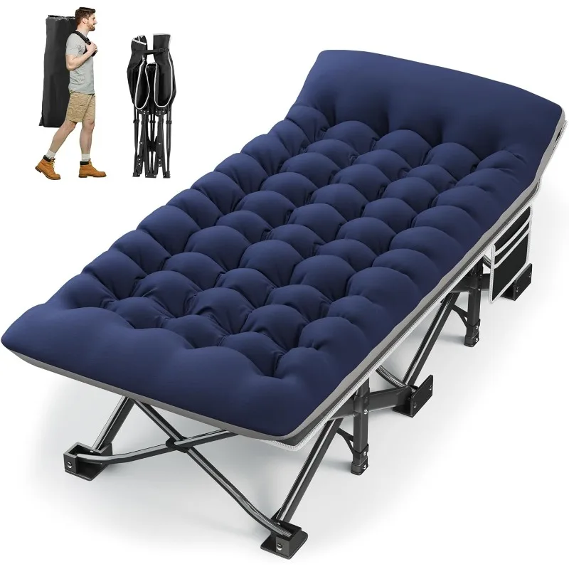 

Camping Cot with Mattress, 32" Extra Wide Camping Cots for Adults, Sleeping Cot for Adults Holds Up to 600LBS,
