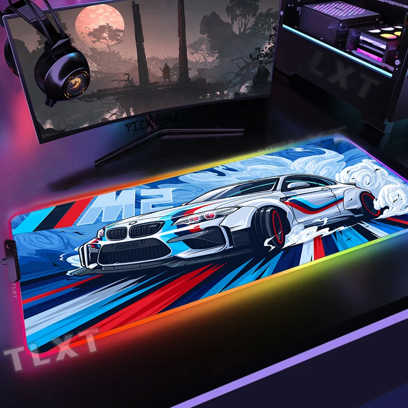 

Large RGB Mouse Mat Sports Car Gamer Mousepads LED Luminous Gaming Mousepad Big Desk Pad XXL Desk Mats Backlit Mouse Pads