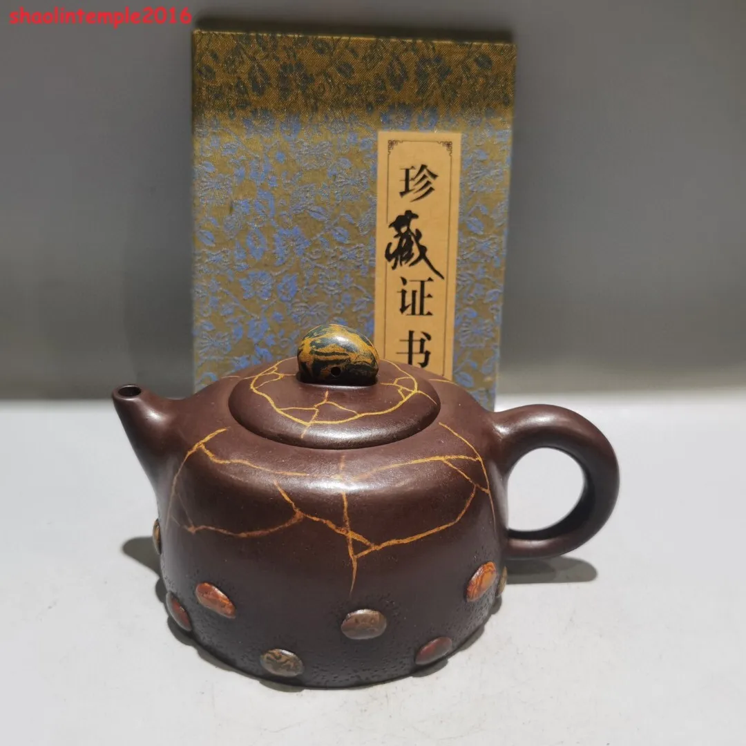 6.4''Old Chinese Yixing Zisha Exquisite purple clay teapot Marke
