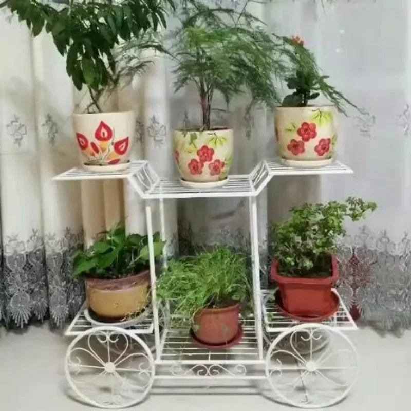 Large Metal Plant Stand 6-Tier Garden Cart Plant Holder Wrought Iron Display Shelf For Outdoor And Indoor Garden Decoration