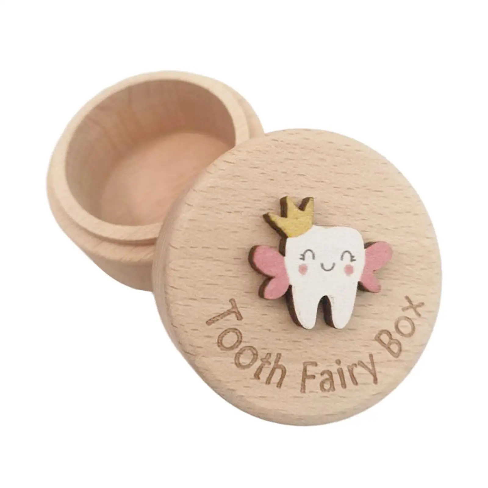 Baby Tooth Keepsake Collection Wooden Storage Organizer Box for Kids Tooth Fairy Gift Memory and Fetal Hair