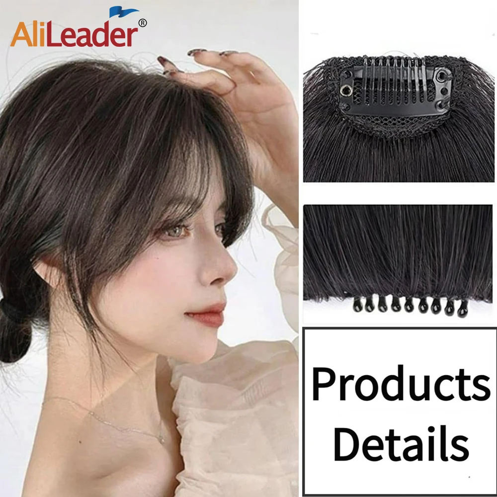 Synthetic Fringe Clip In Hair Bangs Hairpiece 2Pcs Middle Part Two Sides Bang Hair Pieces Clip In Extensions For Women Girls