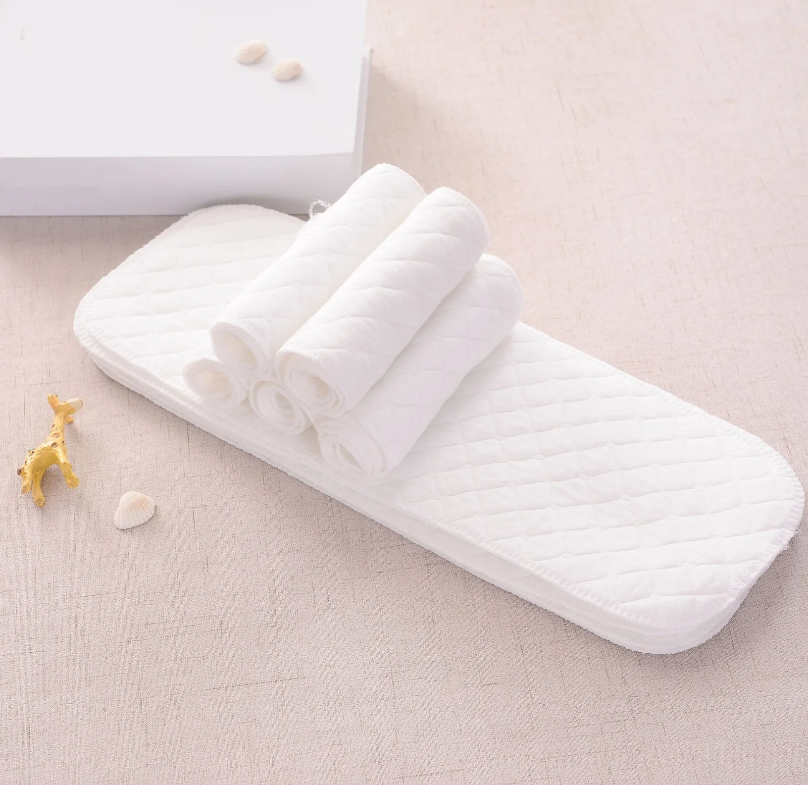 

10 шт., однотонные хлопковые белые подгузники для новорожденных, трехслойные многоразовые водопоглощающие и дышащие подгузники 32x12 см