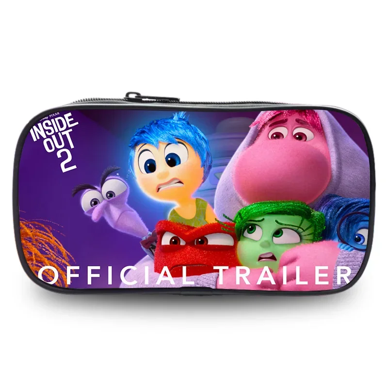 Inside Out 2 Disney Pencil Bag Student Cartoon Large Capacity Pencilcase Stationery Supplies Kawaii Pencilbox Kids Birthday Gift