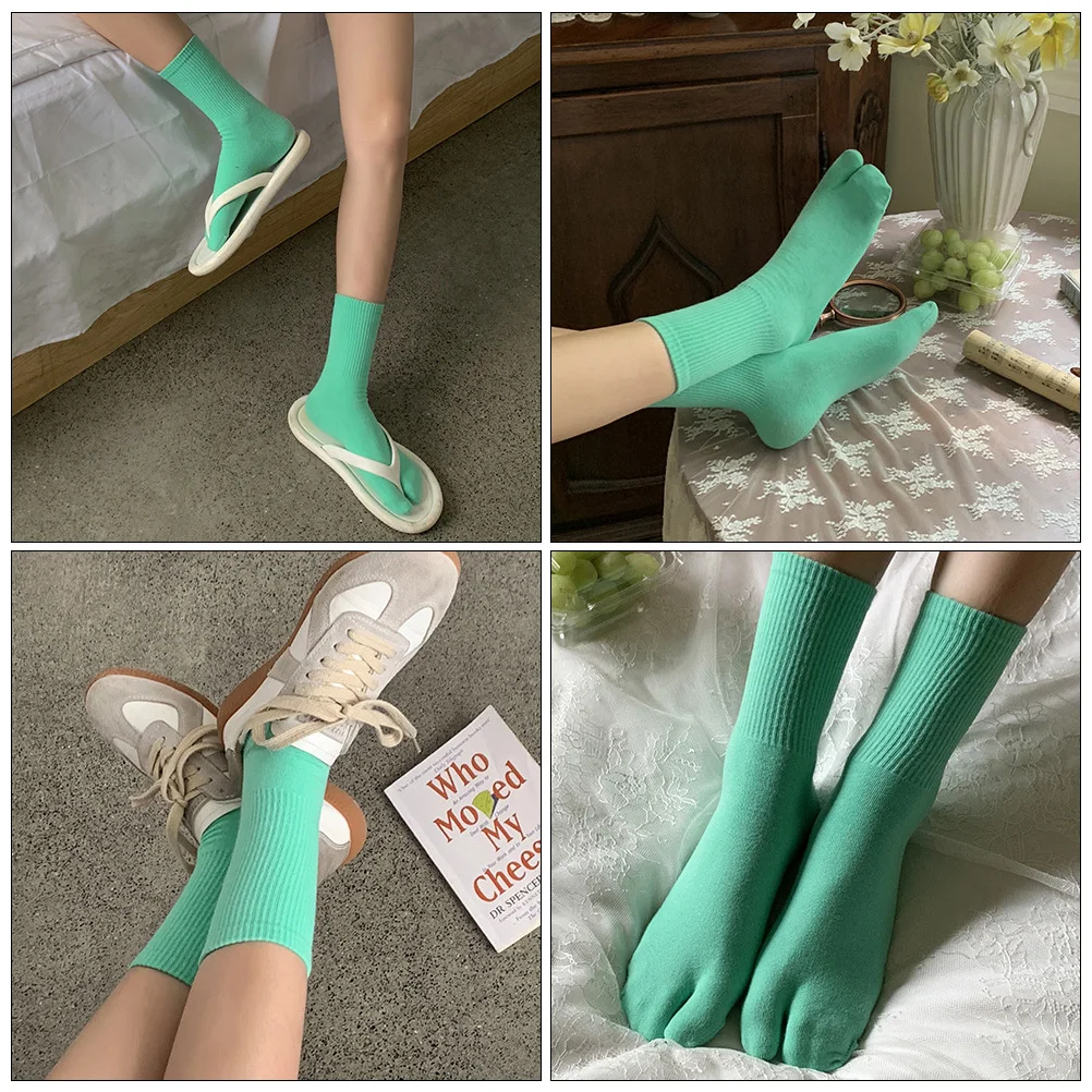 

1Pair Elegant Cotton Socks Two-Toed Design Breathable Comfortable Match Dress Improve Temperament Japanese Clogs Socks