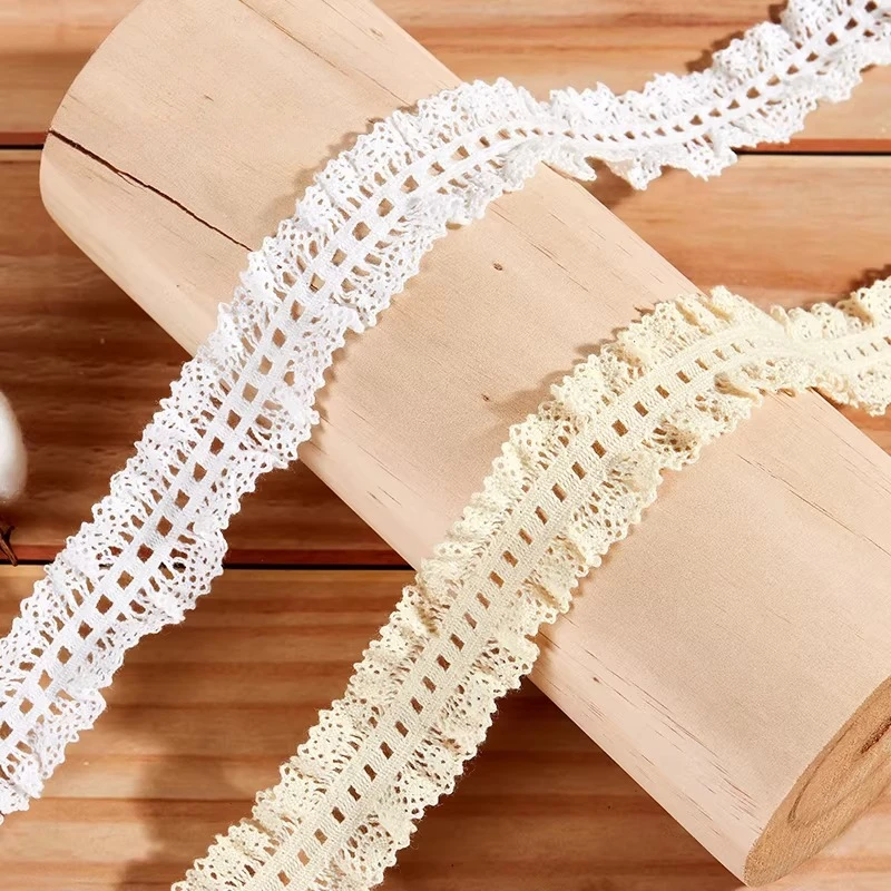 Neue elastische, gefaltete Baumwollspitzenborte mit Rüschenkante, farbiges Band für Damen-Haaraccessoires, DIY-Zubehör für Baby-Stirnbänder – Detail 3