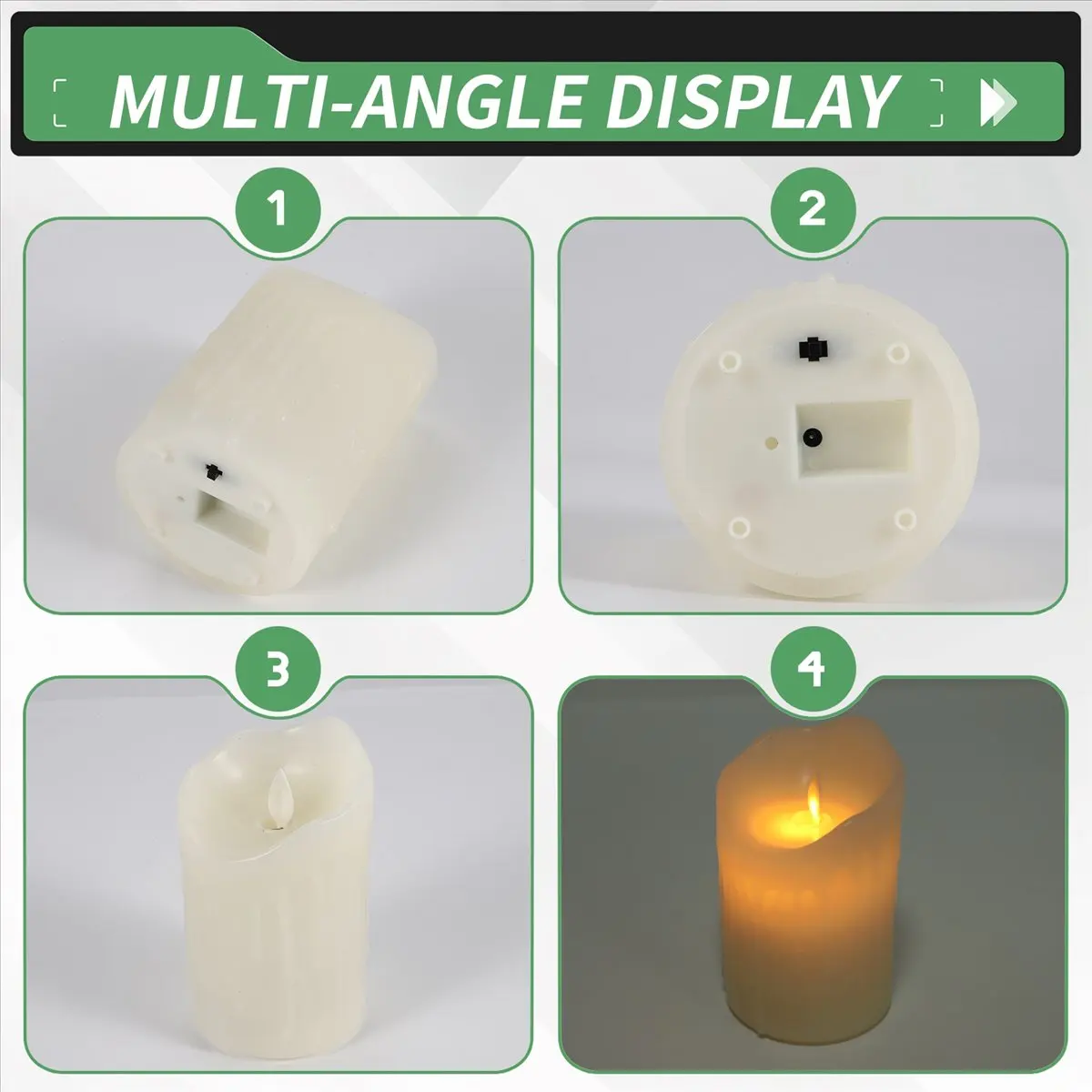 لشموع LED A175F، شموع عديمة اللهب وامضة، شمعة قابلة لإعادة الشحن، شموع شمع حقيقية مع جهاز تحكم عن بعد، 12.5 سم