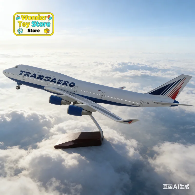 

47cm Large B747 Airplane Model 1 150 Scale Intercontinental Airlines with LED Lights Rolling Wheels Static Collectible