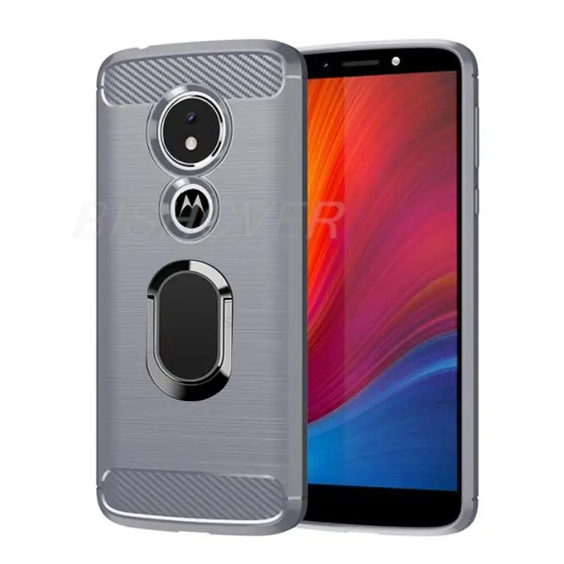 Motorola Moto G7 E5 Plus Brushed Carbon Fiber Silicone Shockproof Case For Moto Z2 Force Z3 Z4 Play Magnetic Stand Cover