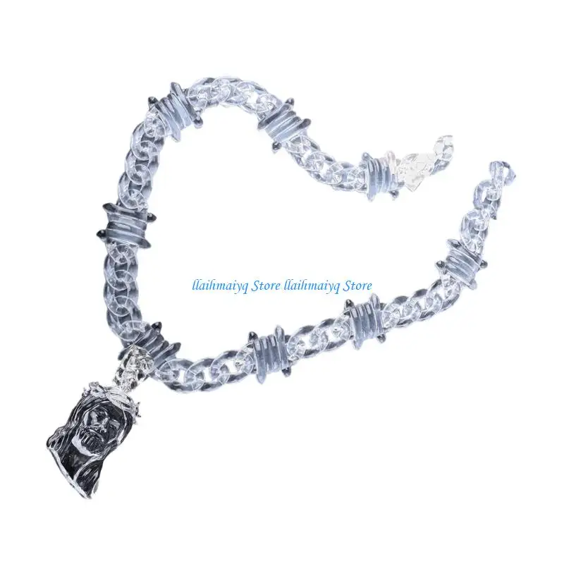 

573B Resin Acrylic Pendant Necklace Religious Symbol Lightweight Comfortable