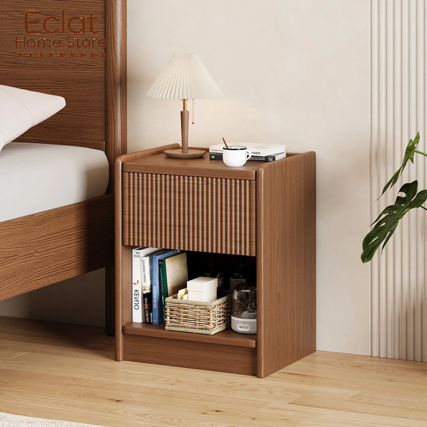 All solid wood bedside table with hidden compartment with lock household bedroom simple bedside table insurance hidden storage l