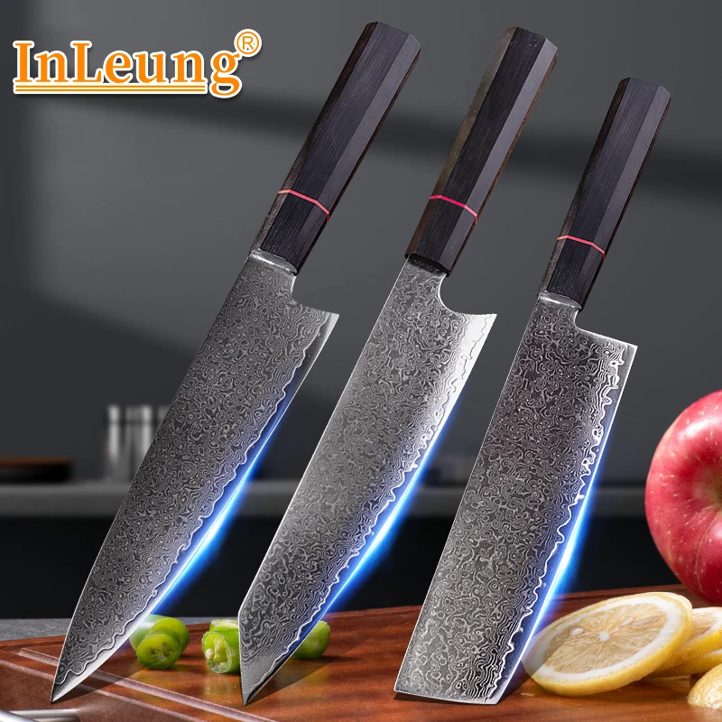 professional Japanese kitchen knife Set VG10 Core Damascus steel 67-layer chef's multi-purpose knives G10 Handle Cooking Tools