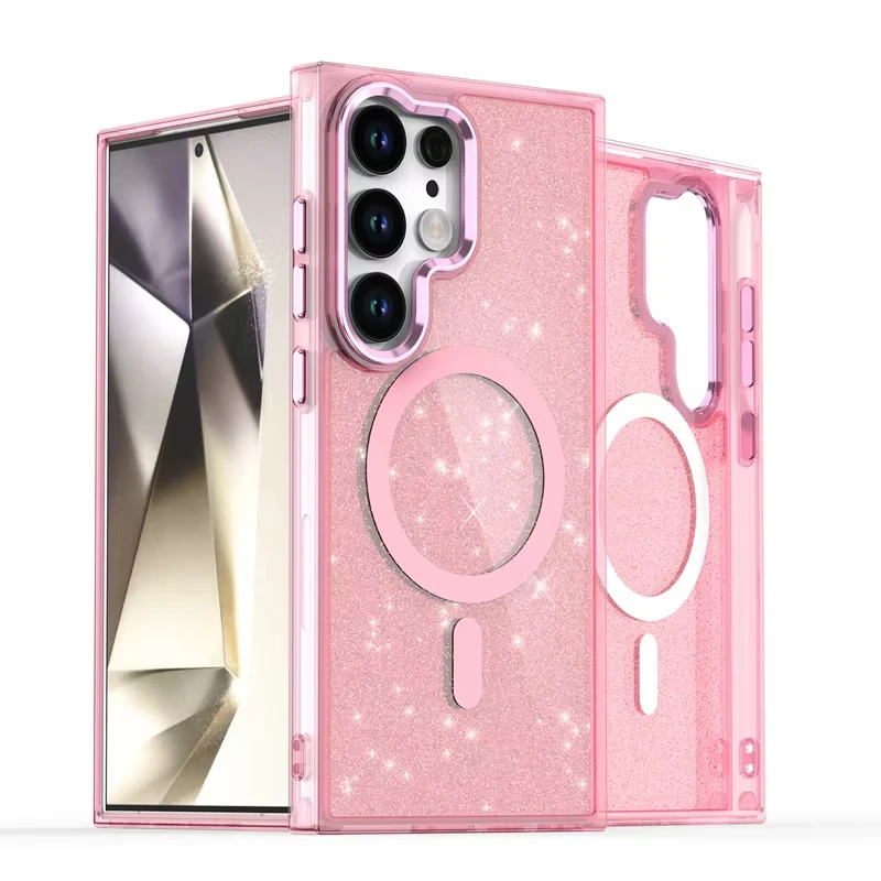 Glitter Bling Magnetic For Magsafe Cases For Samsung Galaxy S26 25 24 23 FE Ultra Plus A13 A14 A15 A25 A35 A53 A54 A55 A56 Cover