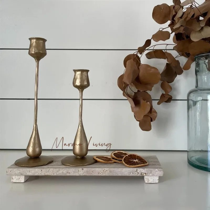 

Handmade Raised Travertine Tray for Dish Soap Natural Marble Footed Tray for Kitchen Sink