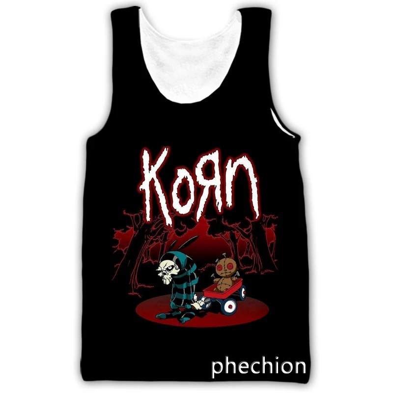 phechion Men/Women 3D Printed Korn band Sleeveless Vest Casual Streetwear Men Loose Sporting Tank Top D44