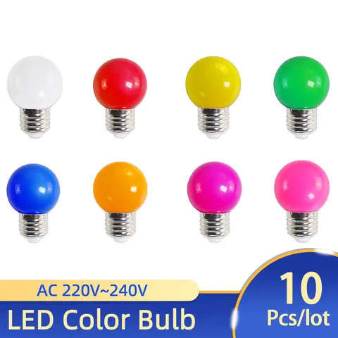 10Pcs Led Bulb Lamp E27 Colorful Led Light Lampada 3W AC 220V-240V Flashlight G45 Globe Bulbs for Home Praty Holiday Decor