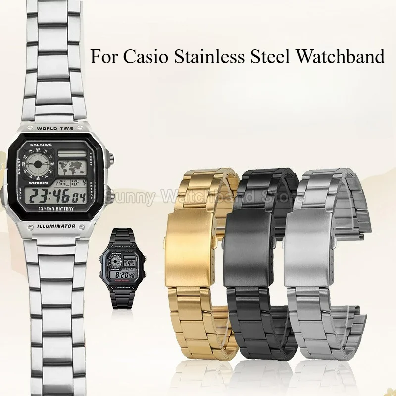 Adjustable Removable Links Watchband Brushed Polished Finish for Casio G‑SHOCK 5600 Series AE1000 /1300/1200WH A159 Bracelet