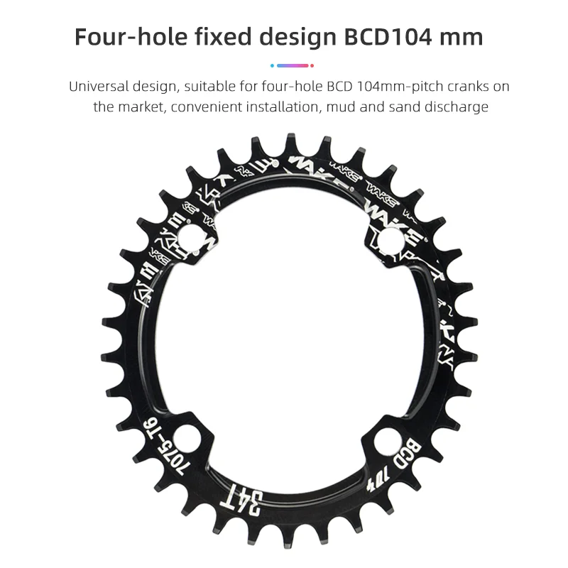 Wake 104bcd Ovaal Smal Breed Kettingblad Mtb Mountainbike Fiets 104bcd 30T 32T 34T 36T 38T Crankset Tandplaat Onderdelen