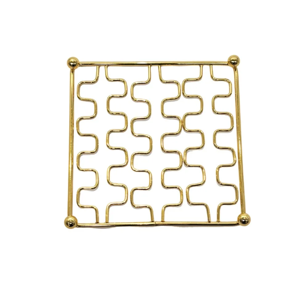 Heighted Foot Iron Insulation Pad Rust-proof Round/Square Heat-resistant Coaster Multifunctional Table Protection Gold Trivets