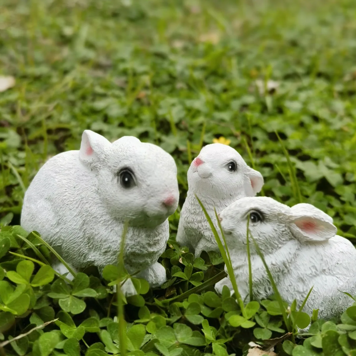 토끼 장식품, 토끼 동물 장식, 정원 및 마당용 3 피스 세트