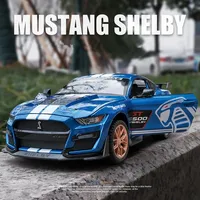 1:24 Ford Mustang Shelby GT500 Alloy Sports Car Diecasts Metal Toy Car Model Simulation Sound Light Collection Kids Gifts A414