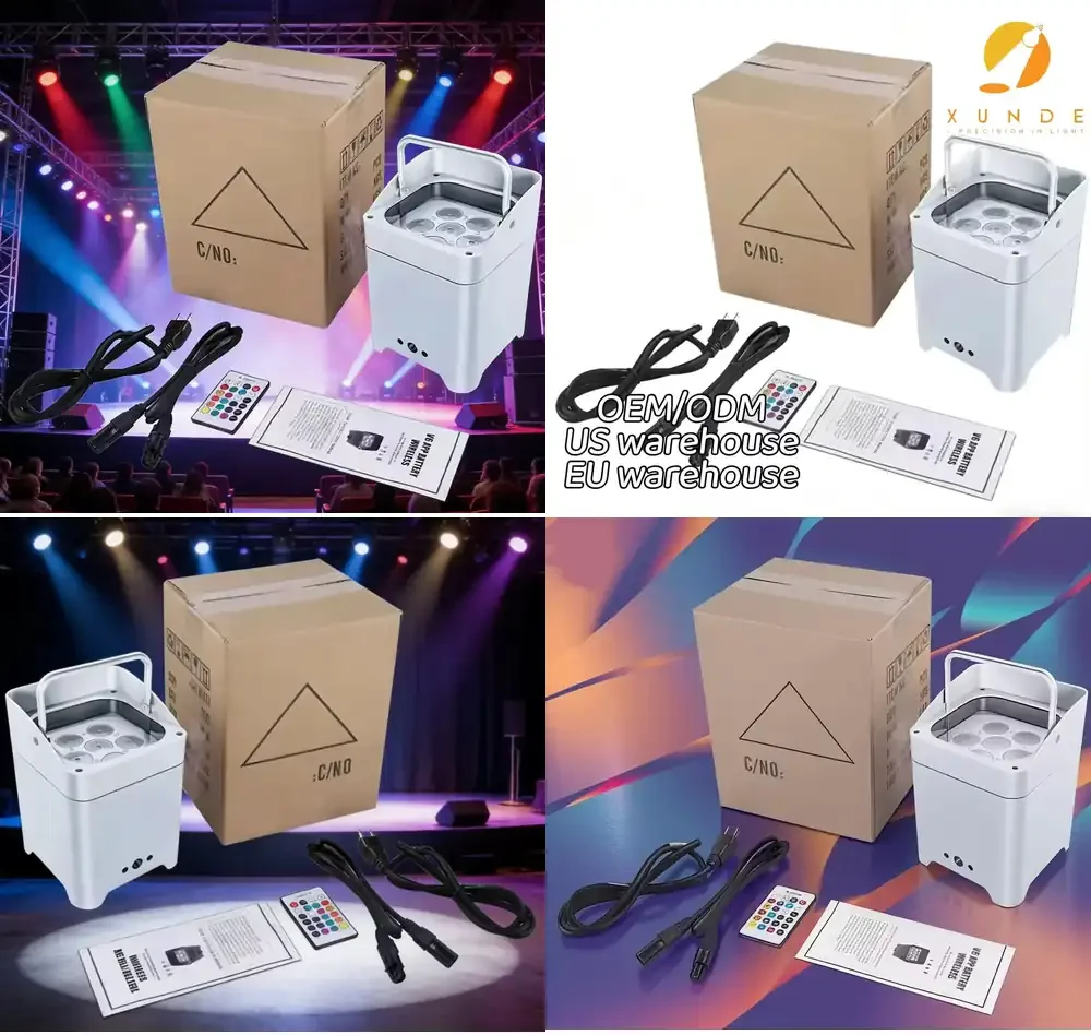 Led Par Light RGB 4-in-1 Stage Wedding Party 6x18W DMX512 Control IP33 Rated 6000K Daylight Aluminum Alloy