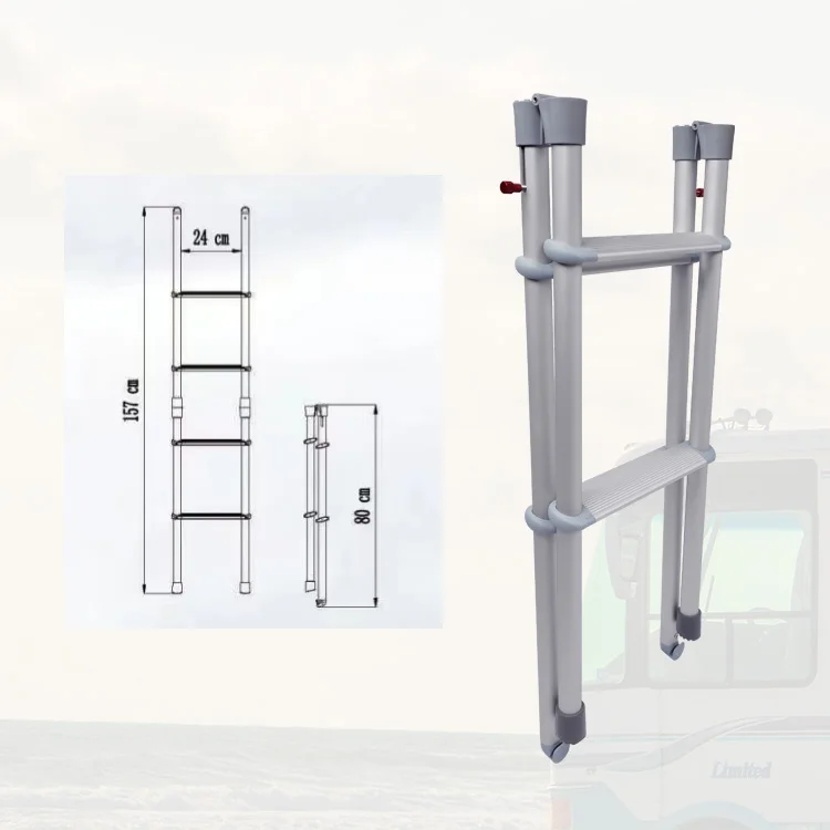 

RV Ladder 1.53m Aluminum Alloy RV Folding Climbing RV Ladder Car Caravan Rear Door Ladder Customized