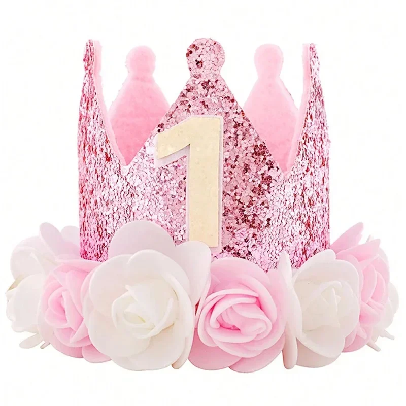 Baby One 1 year old DIY Birthday Crown Handmade Accessories 1st Happy Birthday Party Headband Hat Baby Shower Party Supplies