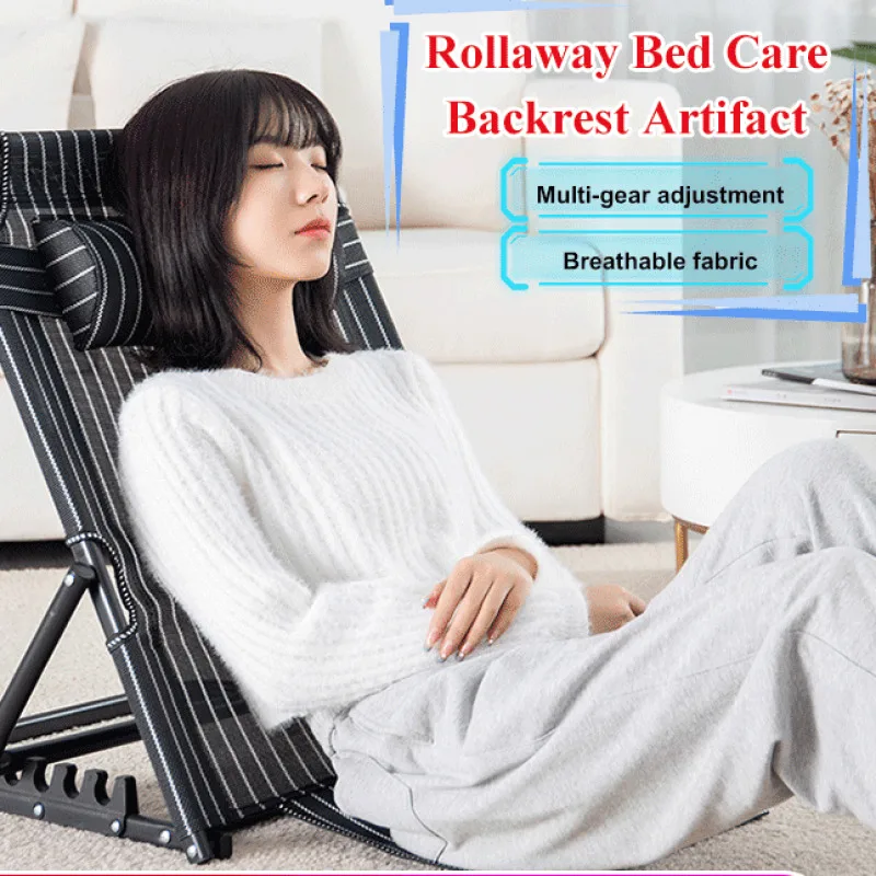 Folding Bed Backrest Lifting Bed Backrest Folding for Adult Adjustable Angle Back Rest Steel Large with Headrest Outdoor Backre