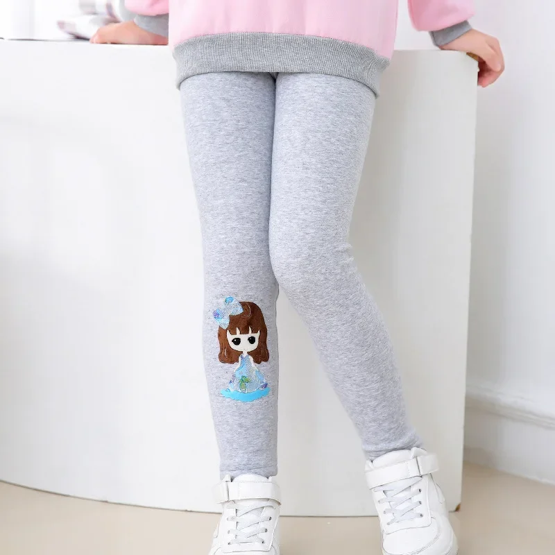 High Quality Winter Autumn Thick Warm Girls Leggings Kids Pants Children Winter Trousers Elastic Cartoon Pattern Leggings Girls