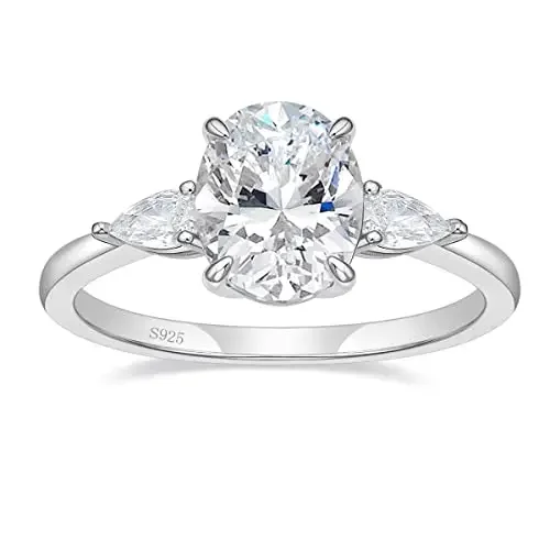 3CT 925 Sterling Silver Engagement Ring 3 Stone Cubic Zirconia CZ Women's Wedding 