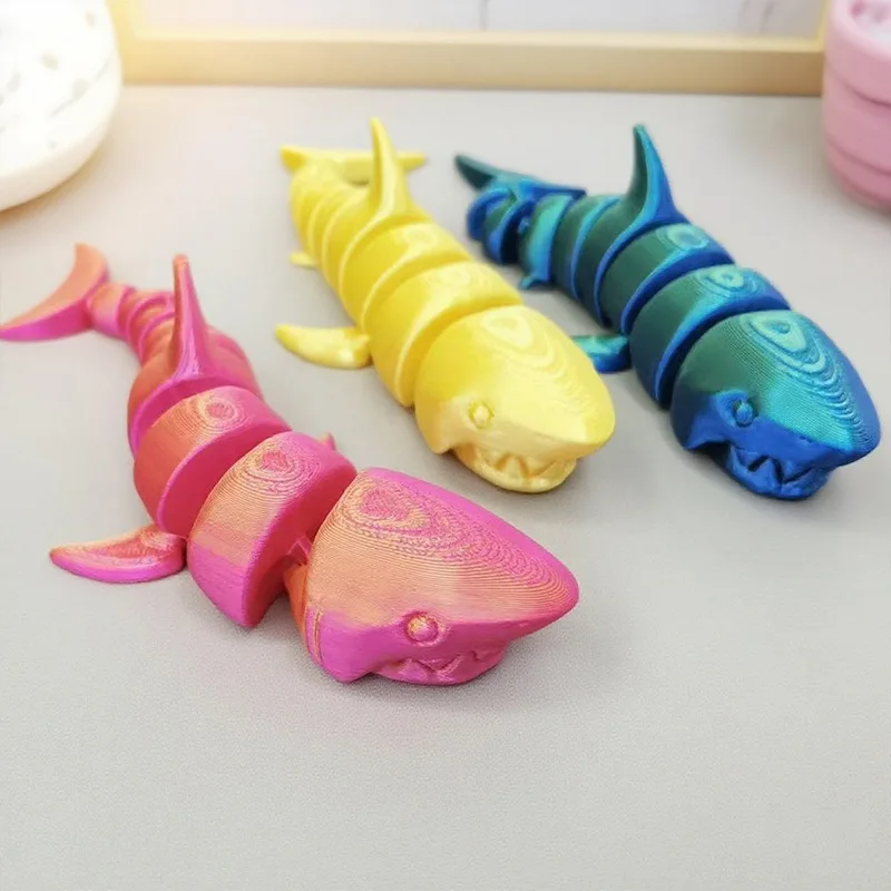 2pcs 3D Printed Artificial Sword Shark Snake Crafts Random Color Desktop Decoration Stress Relief Model Figurines Miniatures