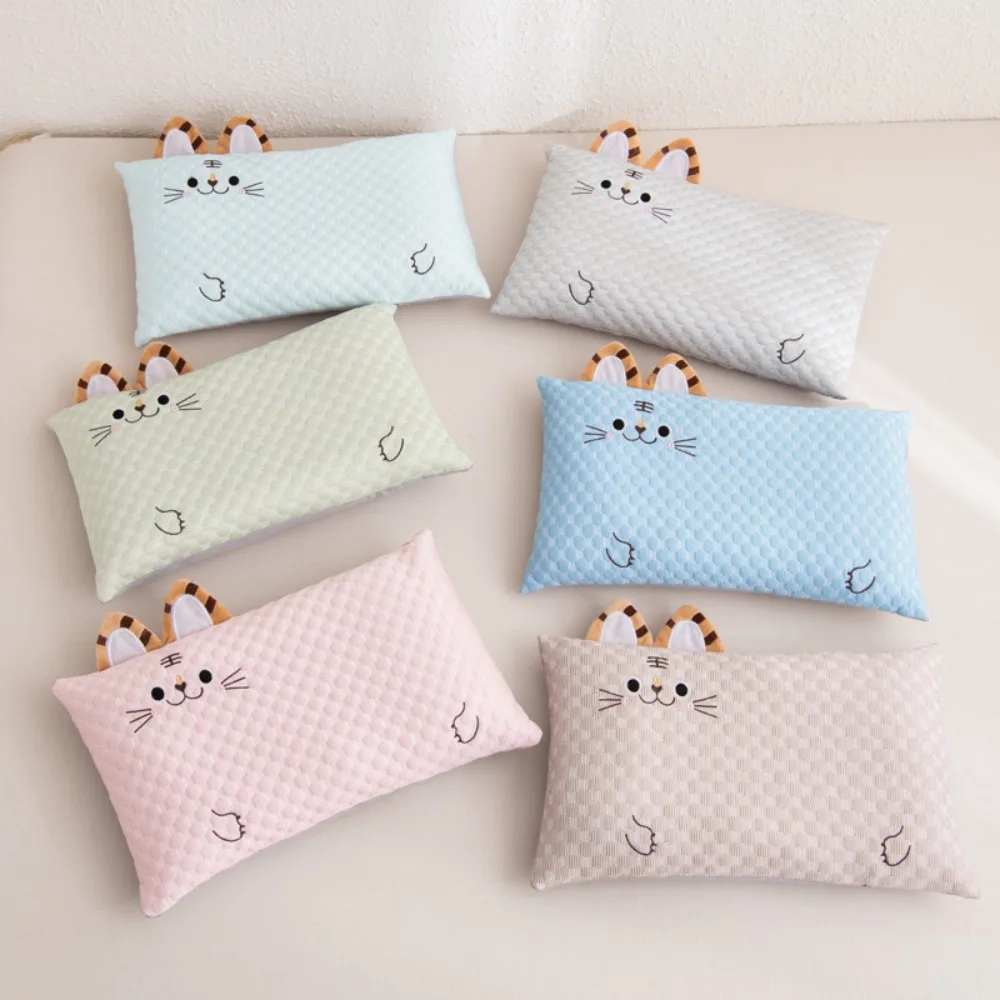 

2Pcs Cartoon Pattern Summer Ice Bean Pillowcase Rectangular Animal Embroidery Cooling Pillow Cover Zipper