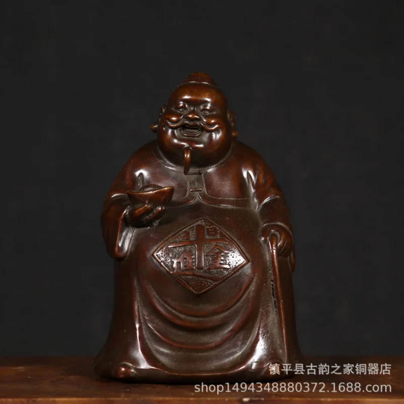 Pure Copper Landlord Old Wealth Ornament Home Decoration Gift Brass Money Boss Craft Display Office Shop
