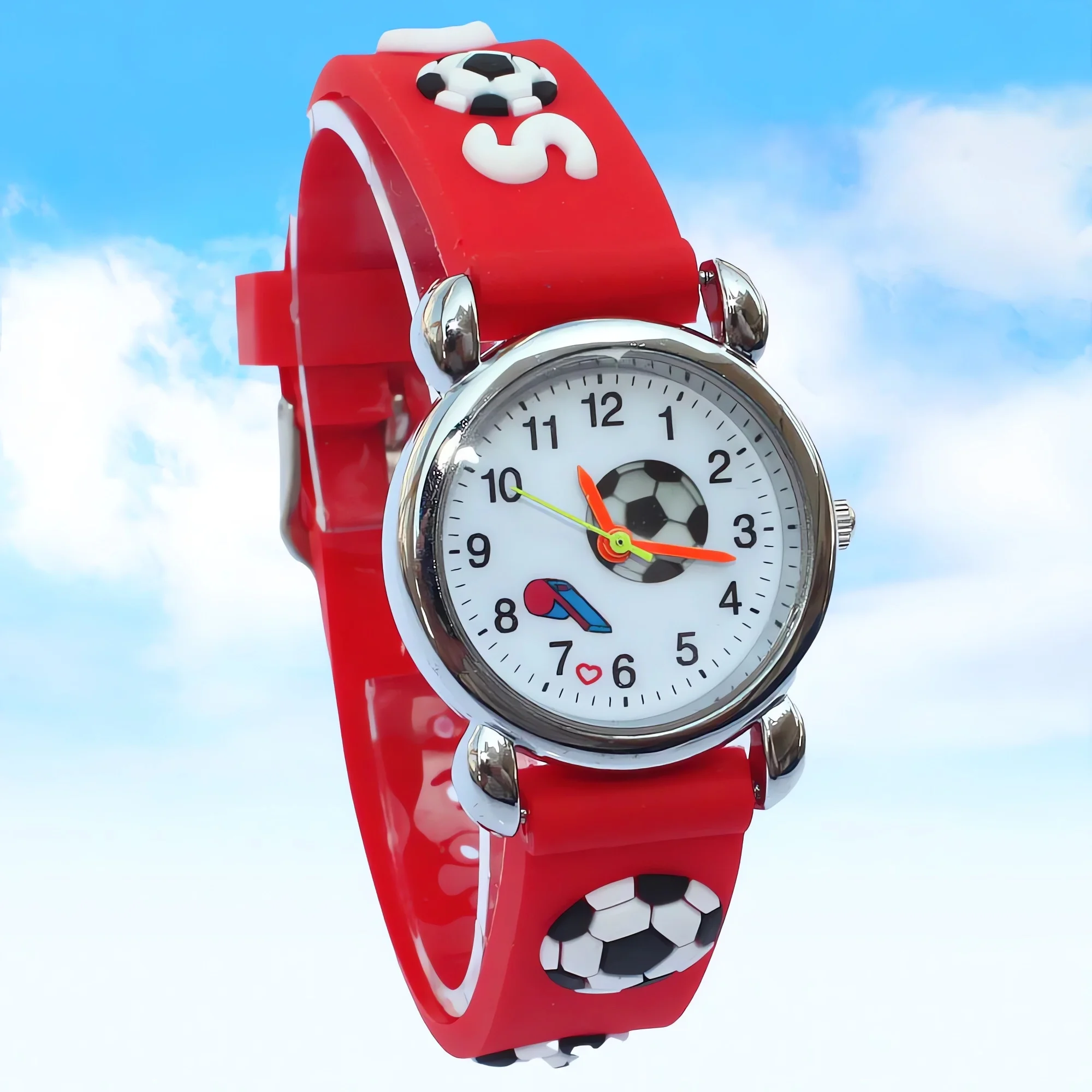 

Детские спортивные кварцевые часы в футбольном стиле с силиконовым ремешком, аналоговые наручные часы для мальчиков и девочек