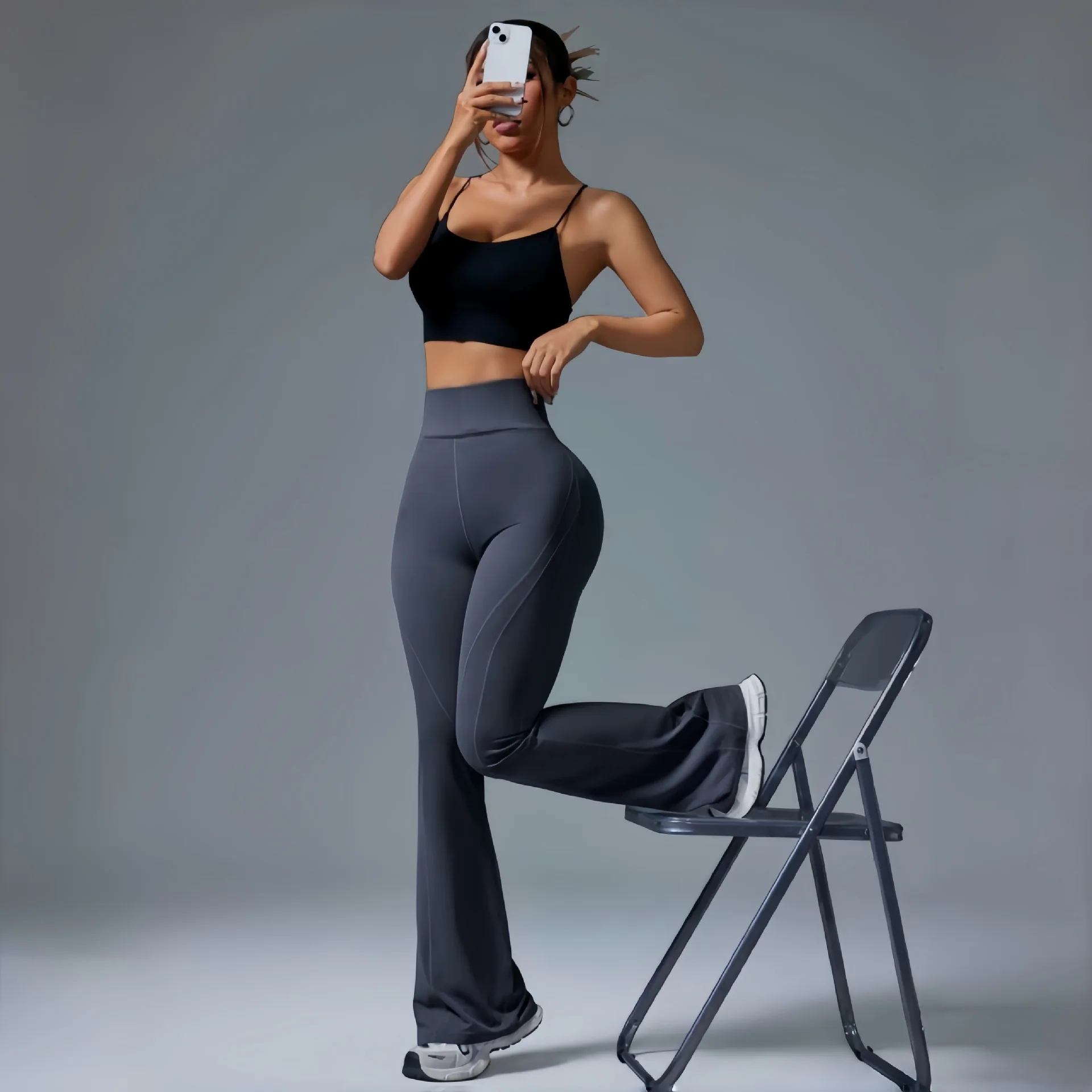 Women High Waist Flare Yoga Pants Stretch Bootcut Leggings Soft Workout Gym Fitness Bell‑Bottom Trousers