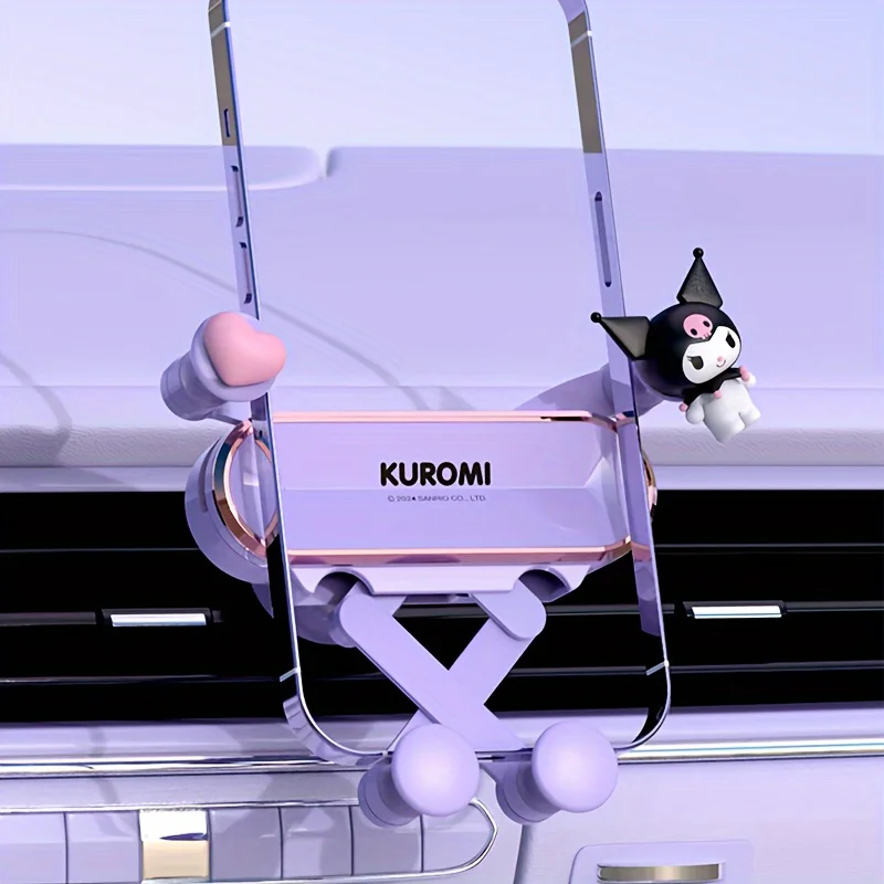 

Sanrio Kuromi Cute Mobile Phone Car Holder Stable Car Navigation Holder for Air Outlet Support Android Apple