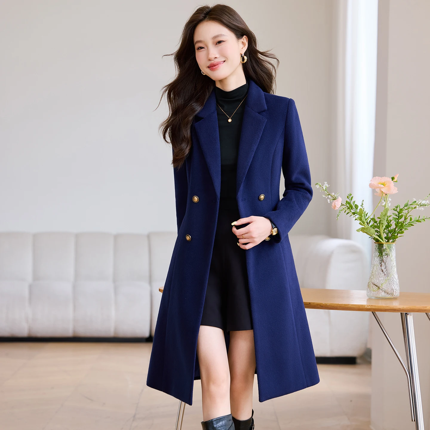 Stili formali ed eleganti da donna in lana invernale elegante giacca a vento medio lunga professionale per ufficio carriera intervista capispalla