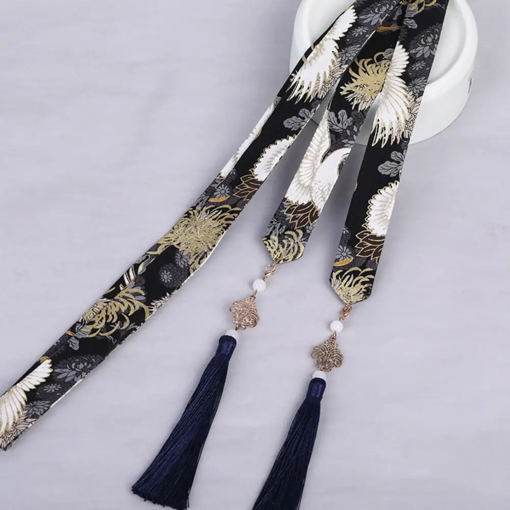 Embroidery Chinese Style Hair Band Horse Face Skirt Ornament Crane Hanfu Hair Accessories Tassel Fringed Hair Rope