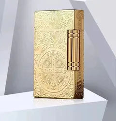 S.T. Dupont Lighter Golden Constantine Iconic Flame with Intricate Engravings Collection