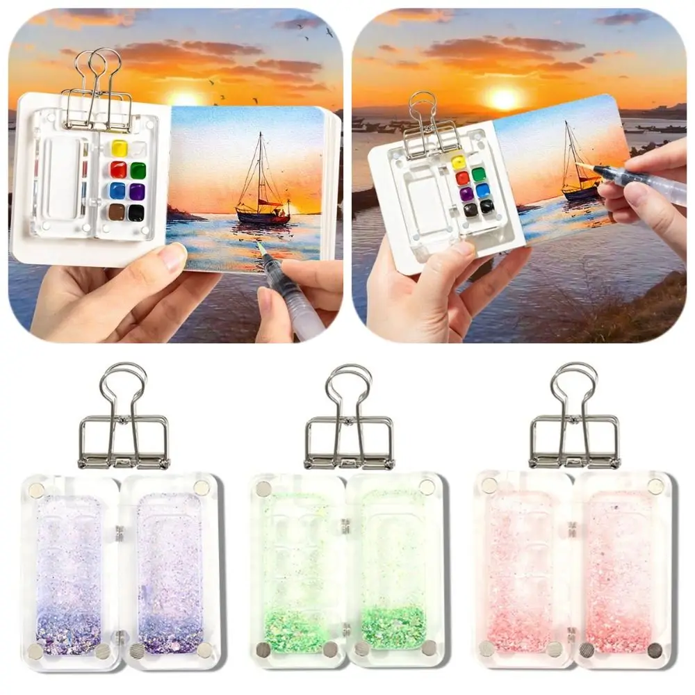 

Acrylic Watercolor Paint Palette Magnetic Quicksand Travel Painting Tray 8/15 Grid Can Shake Paint Pigment Box Outdoor