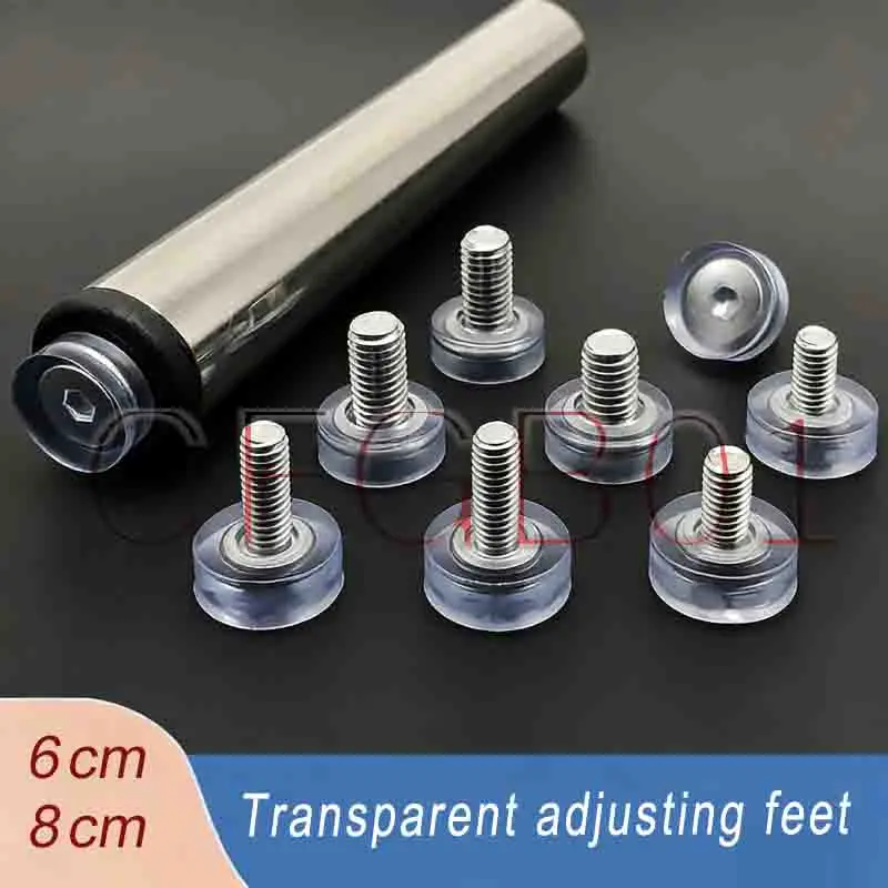 M8x15mm Flat Bottom PVC Transparent Soft Adjustable Leveling Feet for Scale Electronic Instrument Anti Slip M6