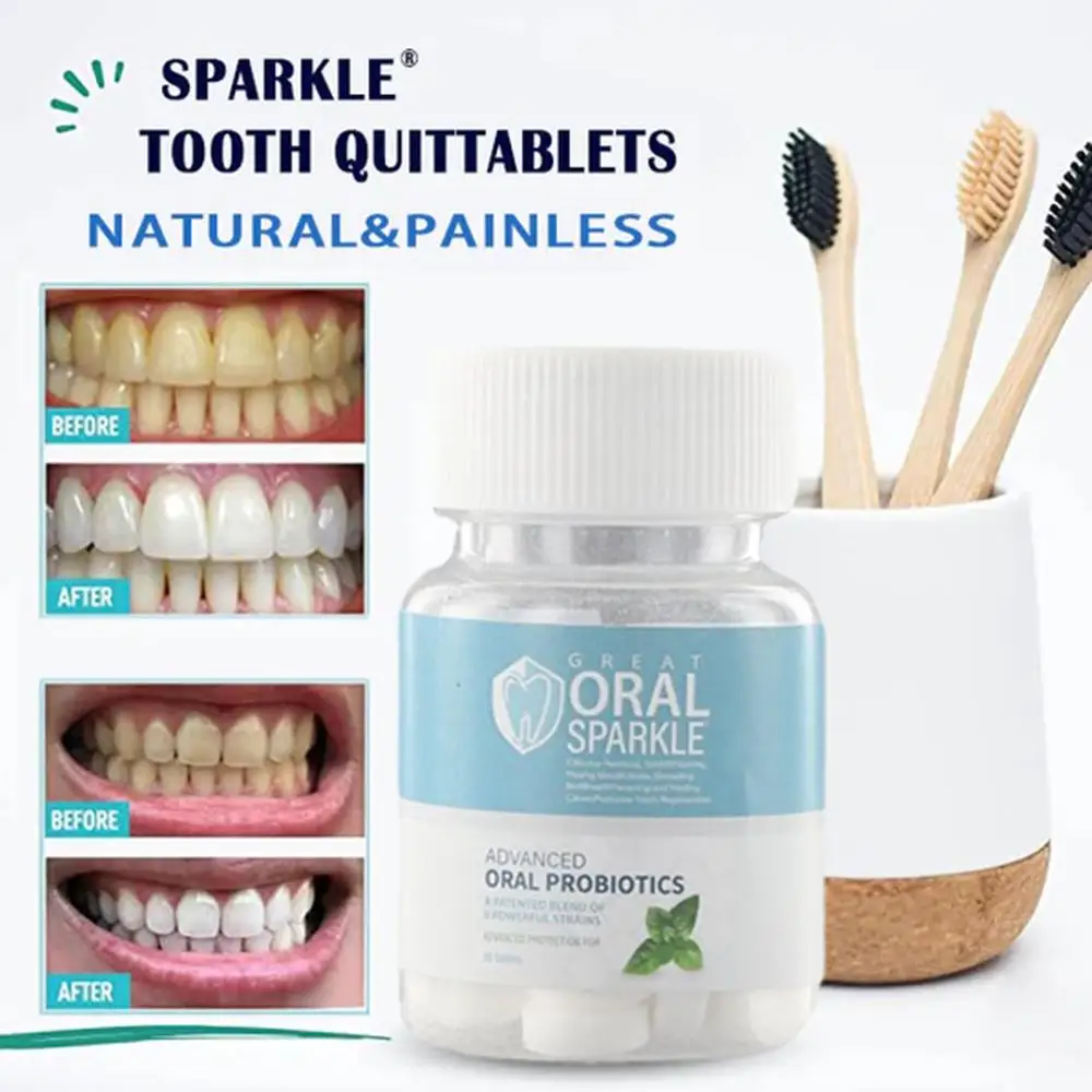 Probiotic Solid Toothpaste Tablets Teeth Whitening Remove Charcoal Bad Stains Breath Care Mouthwash Smoke Oral B9x6