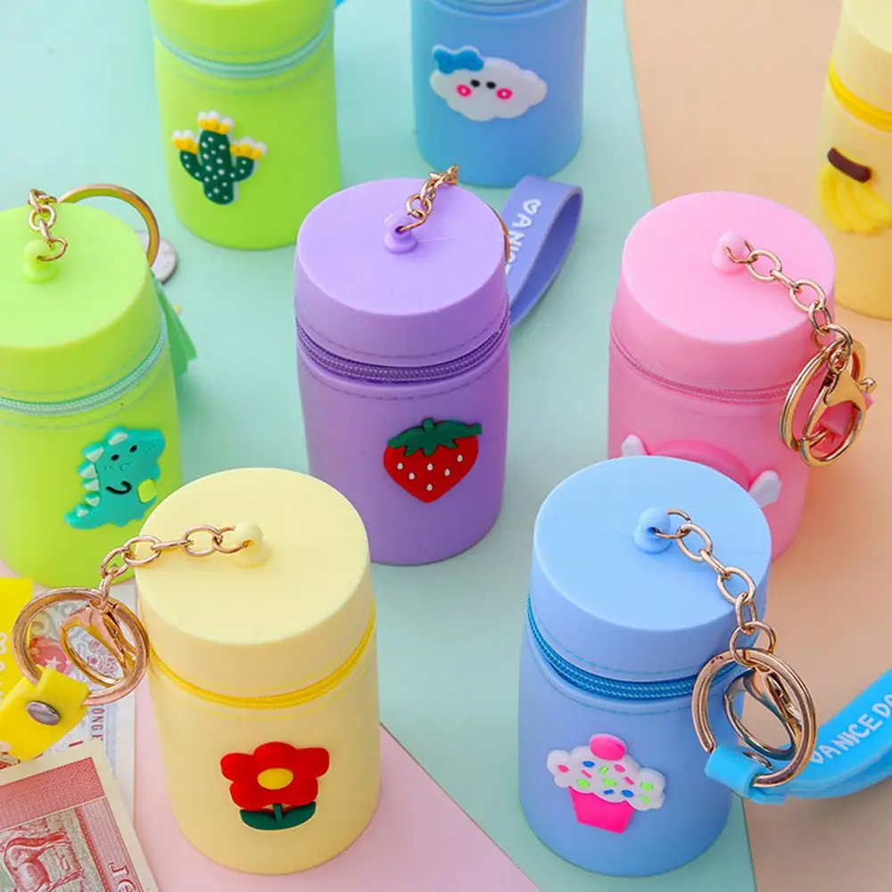 Colorful For Girls Silicone Multifunctional Coin Pocket Portable Coin Purse Key Chain Headphone Storage Bag Bucket Bag