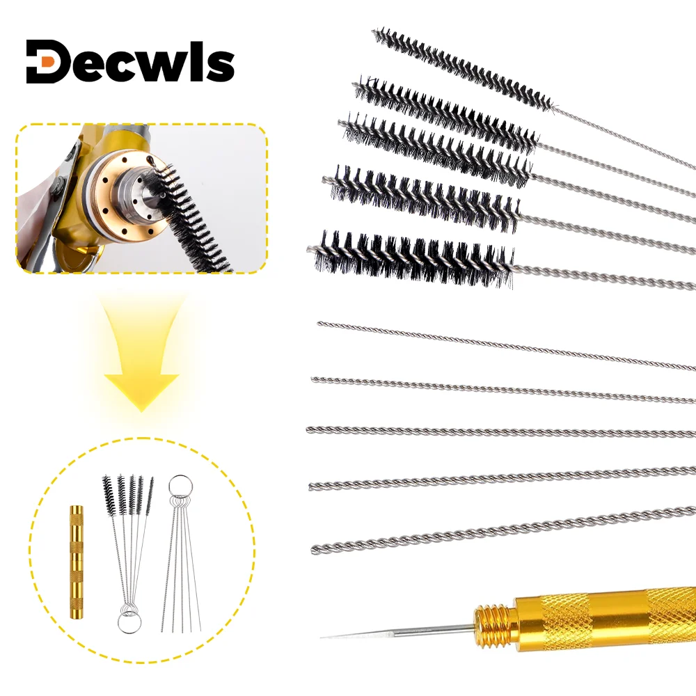 Conjunto de limpeza para pistola de pintura com 11/22 peças, escova de limpeza de aço inoxidável/agulha de limpeza, conjunto de escova de limpeza de nylon para uso doméstico, ferramenta de limpeza multiuso