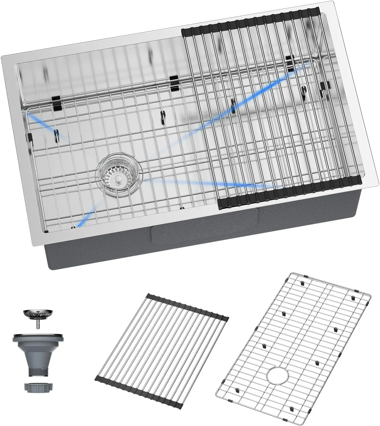 

30-Inch Brushed Stainless Steel Drop-In Kitchen Sink, 18/10 Steel, 10' Deep Single Bowl, Scratch-Resistant for Modern Kitchens &