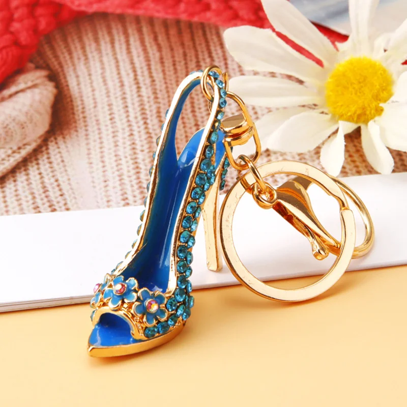 High Heel Shoe Keychain Rhinestone Crystal Purse Car Key Chain Bag Decorative Alloy Keyring
